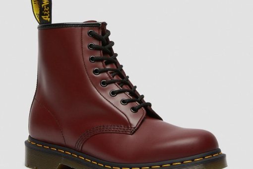 DR. MARTENS 1460 SMOOTH ANKLE BOOTS CHERRY RED