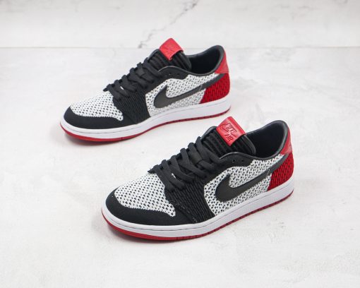 NIKE Air Jordan 1 Retro low Flyknit Black red toe