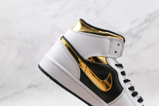 NIKE Air Jordan 1 Mid White black gold