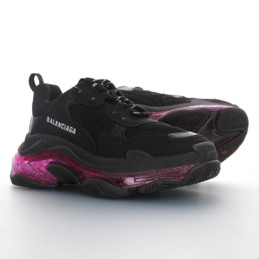 Balenciaga Triple S Transparent air cushion black rose red background