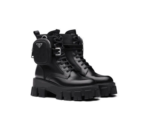 Brushed Rois leather and nylon Monolith boots Black - Image 4