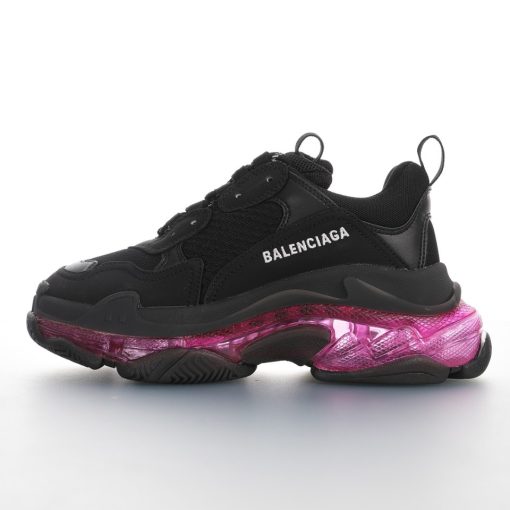 Balenciaga Triple S Transparent air cushion black rose red background