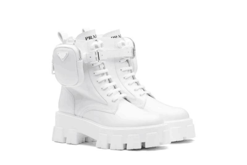 Brushed Rois leather and nylon Monolith boots White