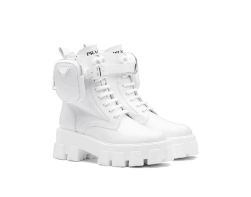 Brushed Rois leather and nylon Monolith boots White