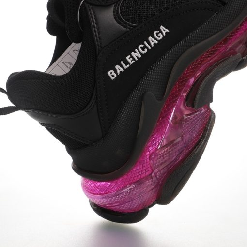 Balenciaga Triple S Transparent air cushion black rose red background