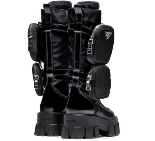 Brushed rois leather and nylon Monolith boots - Image 3