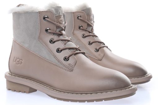 UGG W Ball Fy Rutton II "Leather light coffee grey Plush"