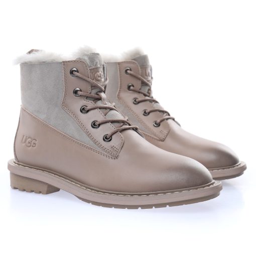 UGG W Ball Fy Rutton II "Leather light coffee grey Plush"