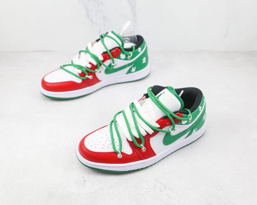 NIKE AJ1 Air Jordan 1 low Ow joint white red green splicing