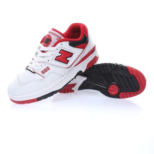 New Balance BB550 "Leather white black university red"