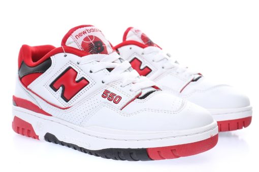 New Balance BB550 "Leather white black university red"