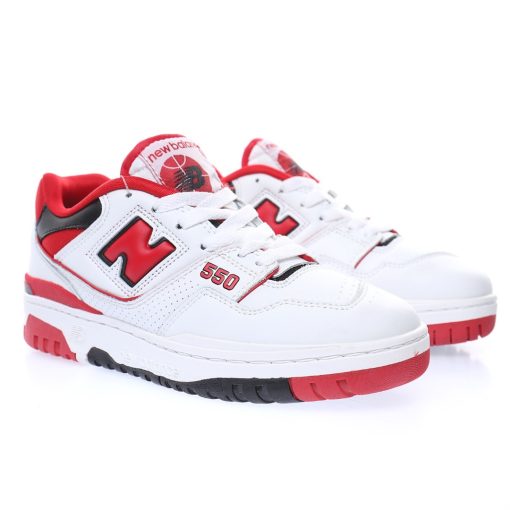 New Balance BB550 "Leather white black university red"