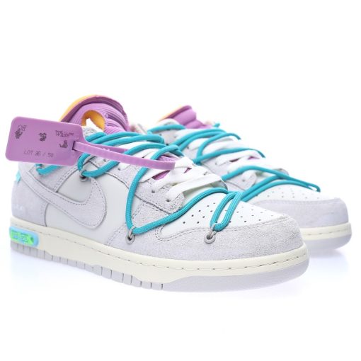 Off-White™ x Nike SB Dunk Low Lot The 36/50 Light grey rice white lake water blue purple