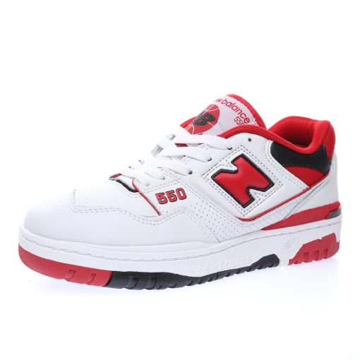 New Balance BB550 "Leather white black university red"