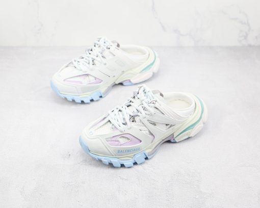 BALENCIAGA Track Mule Clear Sole Sneakers White blue purple - Image 2