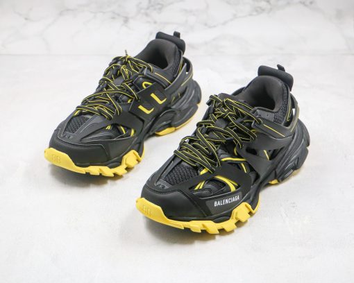 BALENCIAGA Track Mule Clear Sole Sneakers black yellow