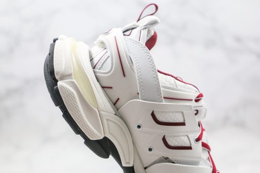 BALENCIAGA Track Mule Clear Sole Sneakers white red