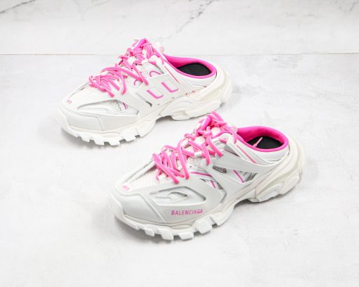 BALENCIAGA Track Mule Clear Sole Sneakers White pink