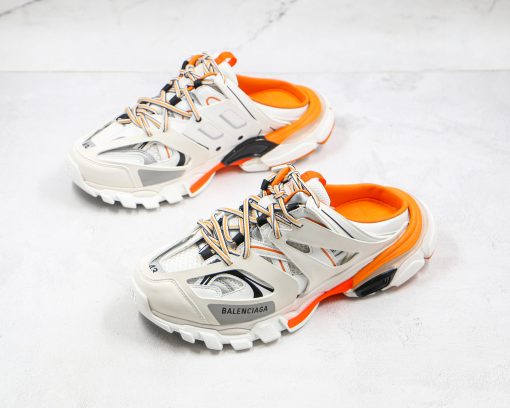 BALENCIAGA Track Mule Clear Sole Sneakers White orange