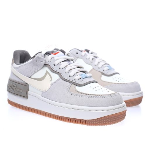 Nike WMNS Air Force 1 Shadow"Fog Gray/Ivory/White/Purple"