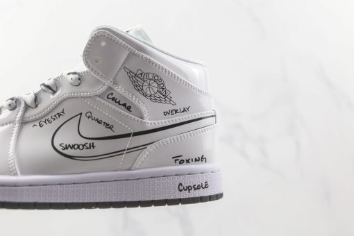 NIKE Air Jordan 1 Mid White Black Graffiti