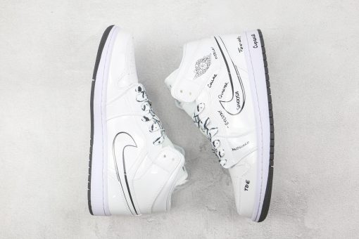 NIKE Air Jordan 1 Mid White Black Graffiti