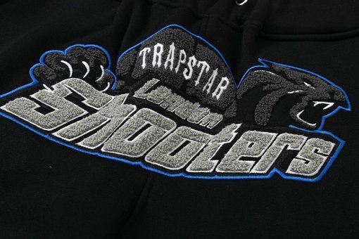 TRAPSTAR CHENILLE DECODED HOODED TRACKSUIT BLACK GREY - Image 5