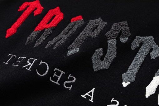 TRAPSTAR CHENILLE DECODED HOODED TRACKSUIT BLACK GREY - Image 4