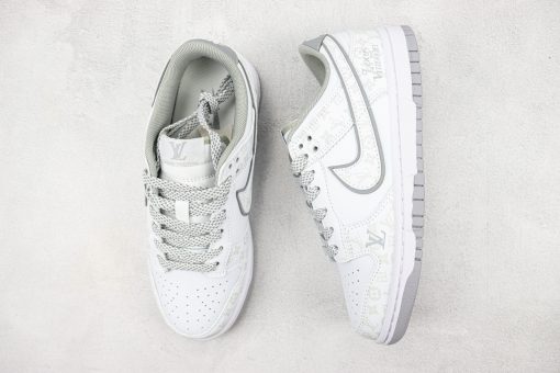 LV x Nike SB Dunk Low White Light Grey Sliver