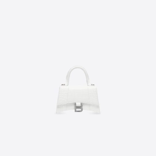 HOURGLASS SHOULDER BAG – WHITE CROCODILE