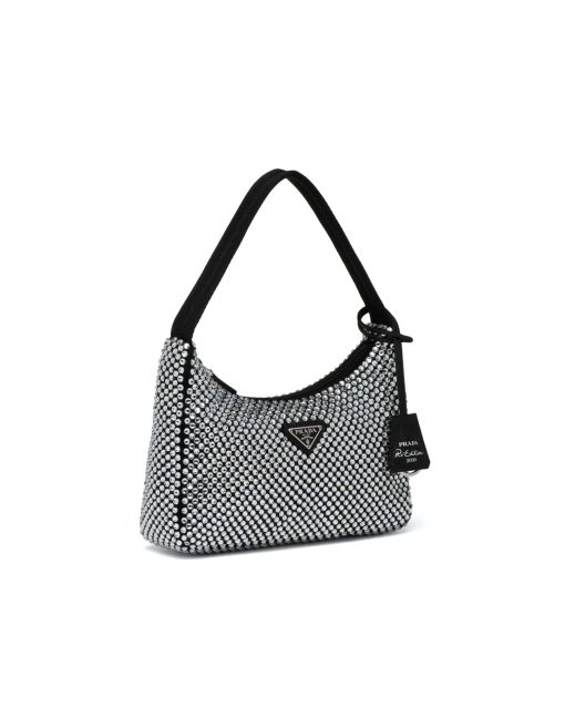 Satin mini-bag with artificial crystals