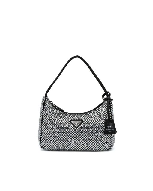 Satin mini-bag with artificial crystals