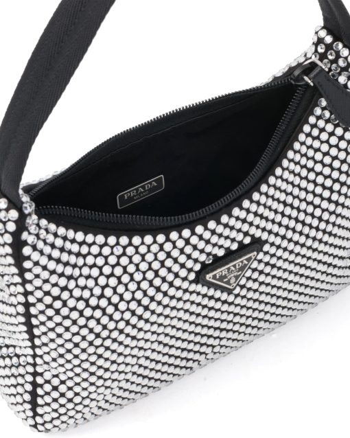 Satin mini-bag with artificial crystals