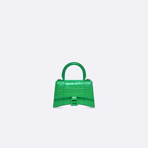 HOURGLASS SHOULDER BAG – GREEN CROCODILE