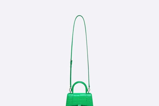 HOURGLASS SHOULDER BAG – GREEN CROCODILE