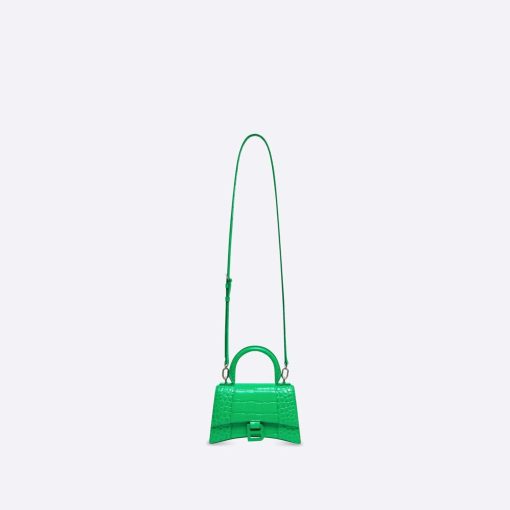 HOURGLASS SHOULDER BAG – GREEN CROCODILE