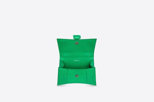 HOURGLASS SHOULDER BAG – GREEN CROCODILE