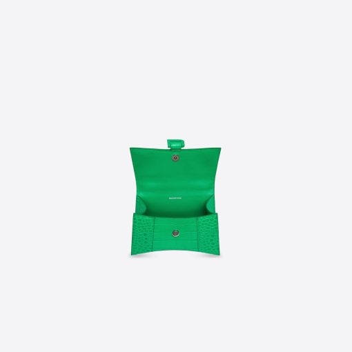 HOURGLASS SHOULDER BAG – GREEN CROCODILE