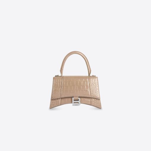 HOURGLASS SHOULDER BAG – MINK CROCODILE