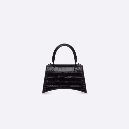 HOURGLASS SHOULDER BAG – BLACK CROCODILE