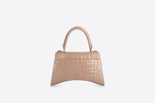 HOURGLASS SHOULDER BAG – MINK CROCODILE