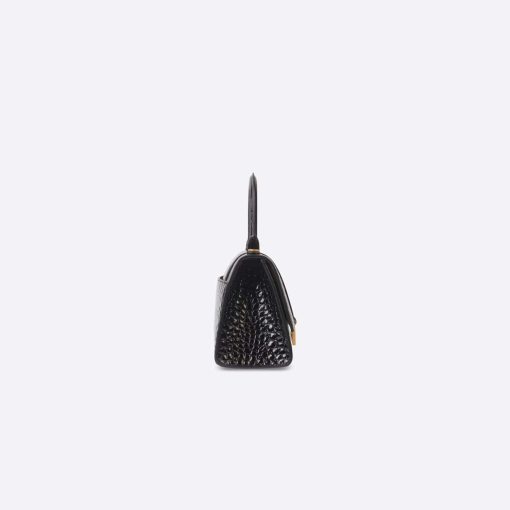 HOURGLASS SHOULDER BAG – BLACK CROCODILE