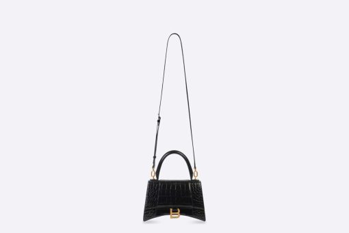 HOURGLASS SHOULDER BAG – BLACK CROCODILE