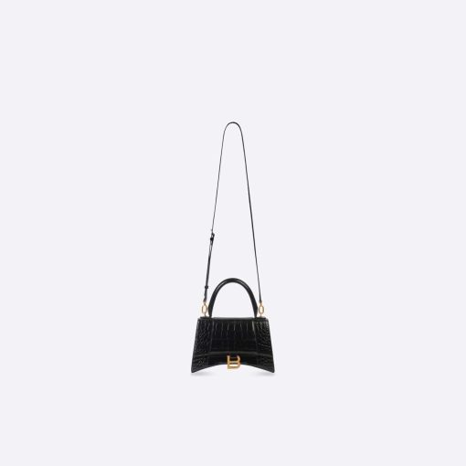 HOURGLASS SHOULDER BAG – BLACK CROCODILE