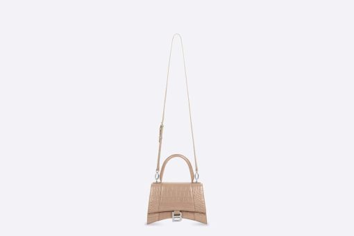 HOURGLASS SHOULDER BAG – MINK CROCODILE