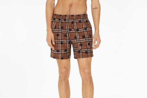 BB checked drawstring swim shorts