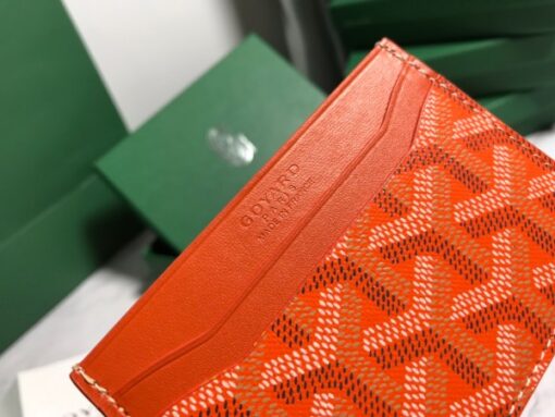 Goyard Card Holder Wallet Orange Leather for Men