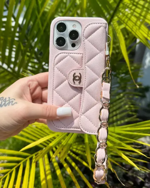 CC Pink Wallet Chain iPhone Case