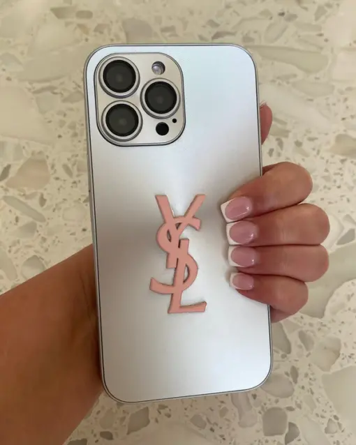 YSL Pink on Silver iPhone Case