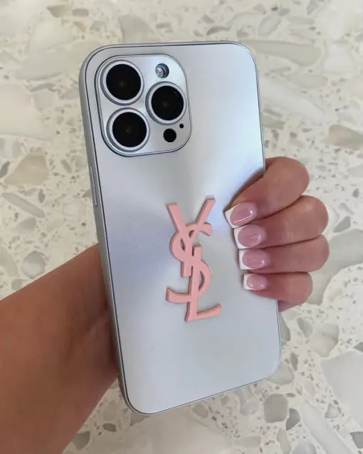 YSL Pink on Silver iPhone Case